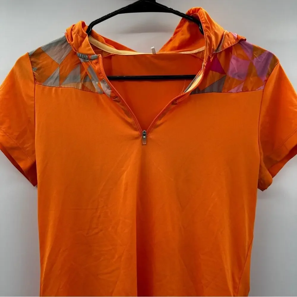 Nike Golf Tour Performance Orange Geometric Print Short Sleeve Jacket‎ Size XS